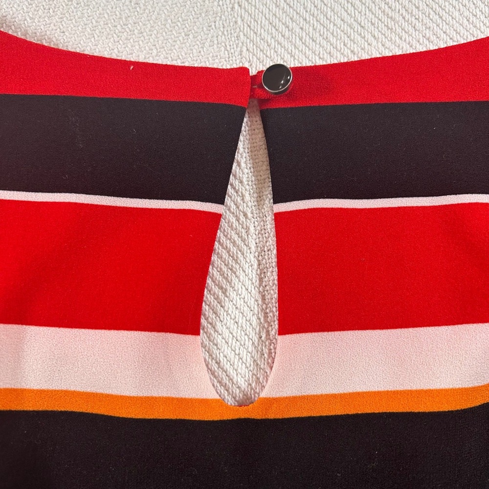 NWOT Lands End Women's 10 Red Striped Sleeveless V-Neck Belted Shift Dress Retro - Picture 9 of 10